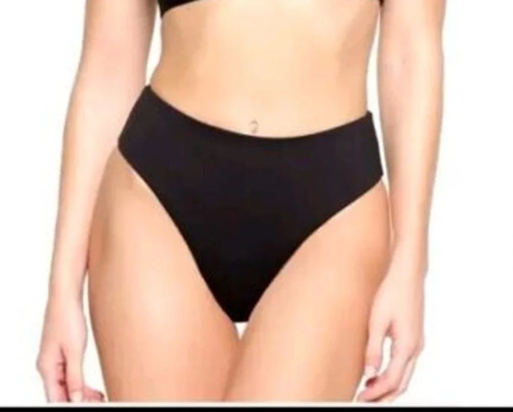 Copied - Nwt SKIMS Onyx Recycled Swim Mid Waist Bottom Sz M